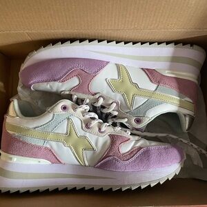 Women's Athletic Shoes in Pink, Cream, and White Made in Italy